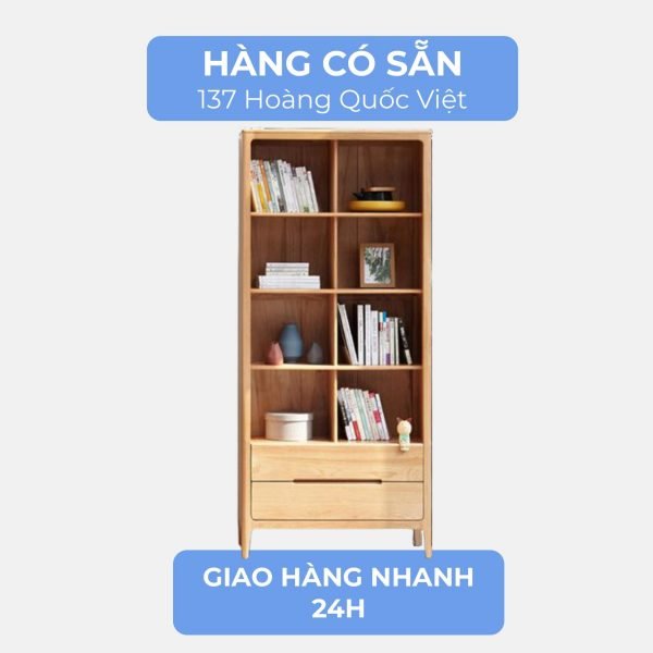 Giá sách gỗ sồi tự nhiên thiết kế đẹp hiện đại GHC-2185